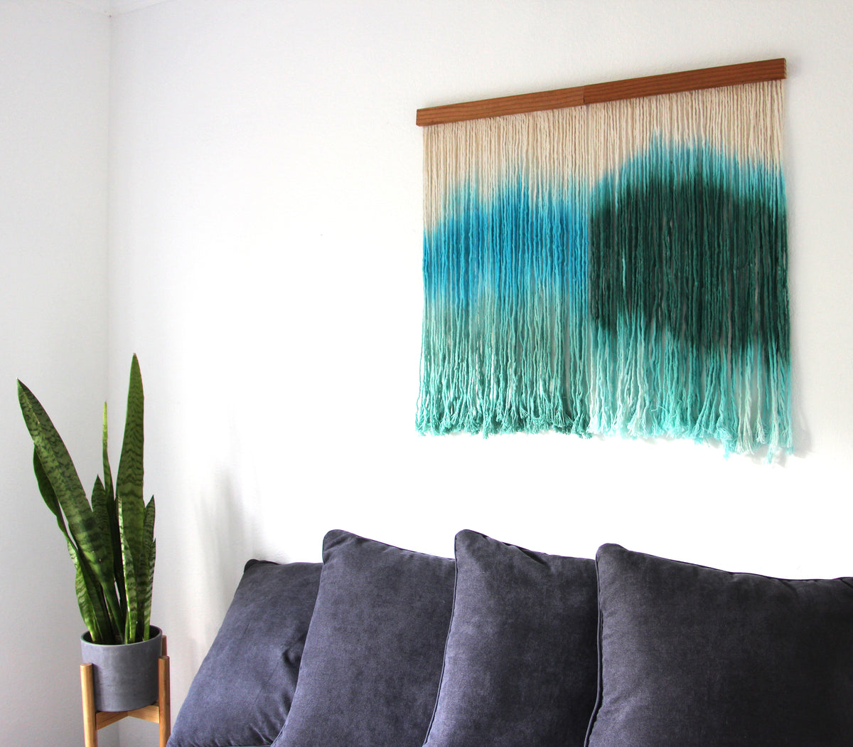 Large dip dyed fiber art wall hanging. by The Cotton Yarn