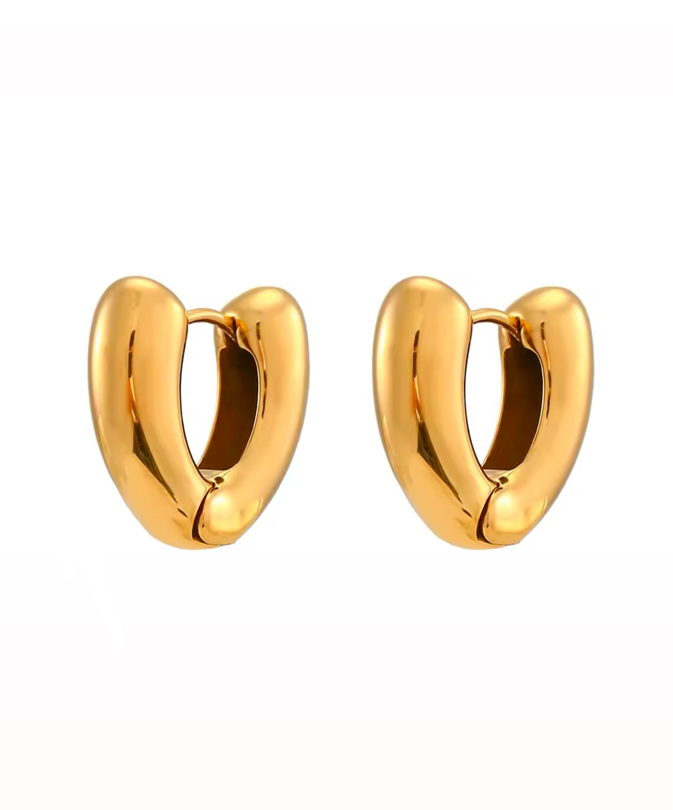 Bold Heart Hoop Earrings - Gold