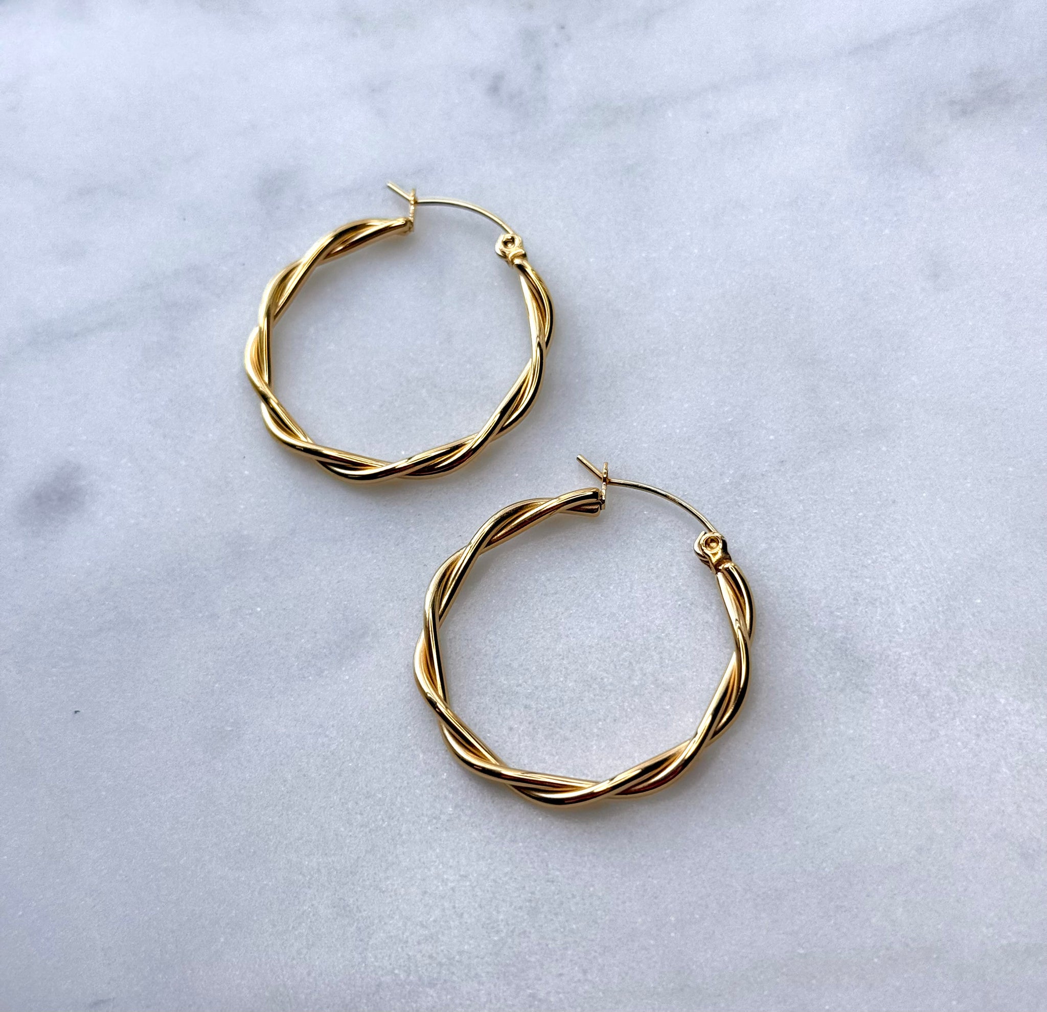 Large Twisted Hoop Earrings - Gold