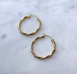 Large Twisted Hoop Earrings - Gold