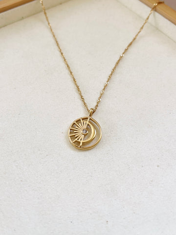 Sun and Moon Necklace - Gold