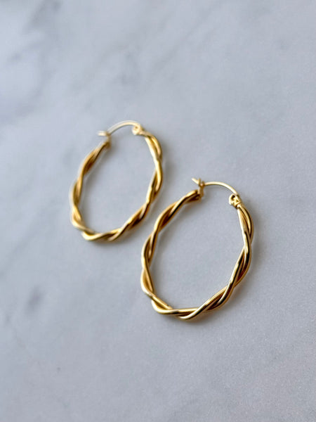 Large Twisted Hoop Earrings - Gold