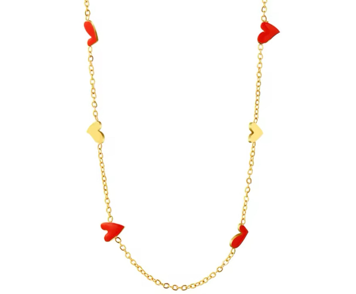 Mini Hearts Choker Necklace - Gold