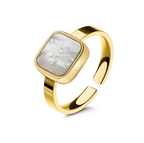 Square Shell Gold Ring - Adjustable