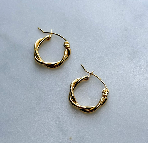 Mini Twisted Hoop Earrings - Gold