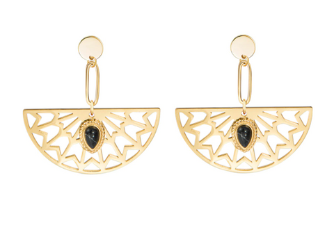 Semi-Circle Geometric Earrings - Gold