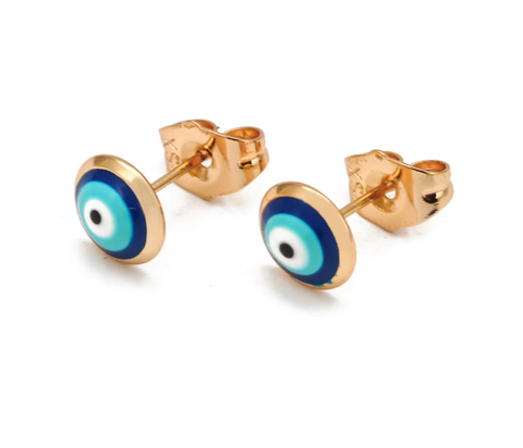 Nazar Stud Earrings - Gold