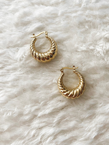 Gold Vintage Hoop Earrings - Stainless Steel